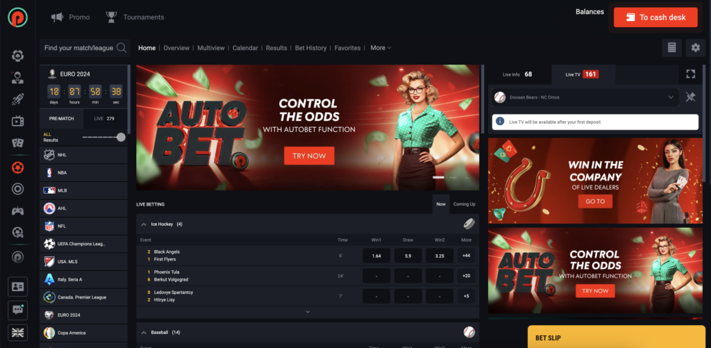 Sport betting in Pin-up casino Ca