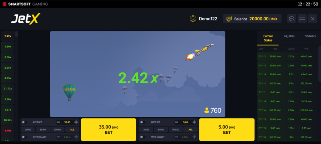 JetX at Casino Pin up in Canada